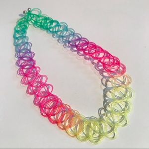 Vintage Rainbow Plastic Stretchy Choker